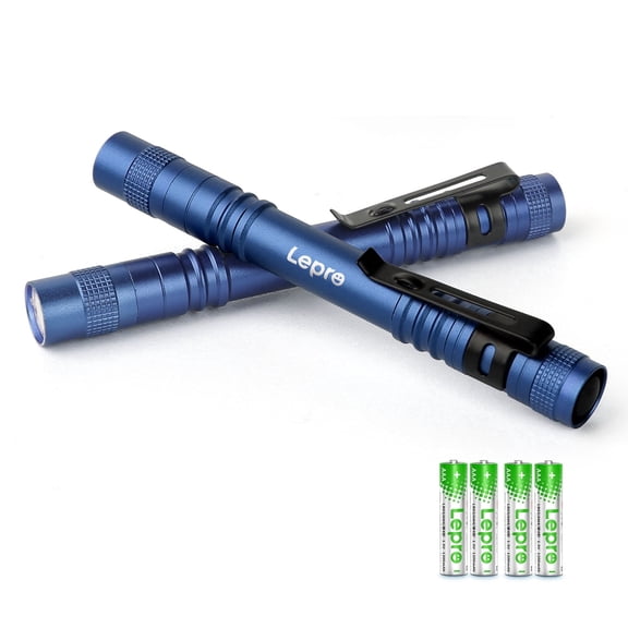 Lepro 2-Pack LED Pen Flashlights, Mini Lightweight Waterproof Pocket Flash light with Clip, Small Flashlights for Inspection, Work, Repair, Powered by 2*AAA Battery ,Blue