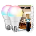 thumbnail image 1 of Lepro 2-Pack LED Smart Light Bulbs , Works with Alexa and Google Assistant, RGB & Soft Warm White, 60 Watt Equivalent, Dimmable with App, A19 E26, No Hub Required, 2.4GHz WiFi Only, 1 of 8