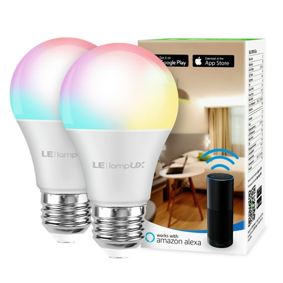 Lepro 2-Pack LED Smart Light Bulbs , Works with Alexa and Google Assistant, RGB & Soft Warm White, 60 Watt Equivalent, Dimmable with App, A19 E26, No Hub Required, 2.4GHz WiFi Only