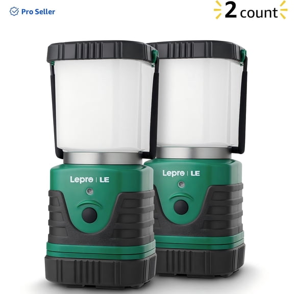 Lepro 2-Pack Rechargeable Camping Lanterns , LED 1000LM 4400mAh Long-Lasting Perfect Lantern Flashlight for Hurricane and Power Outage Emergency Backup