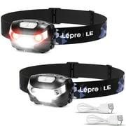 Lepro 2-Pack Rechargeable Headlamp, 30-Hour Battery Life, Headlight with 5 LED Modes, Essential Gear for Camping & Hiking