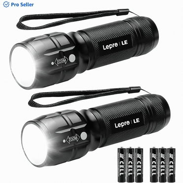 Lepro 2-Packs LED Flash Light LE1000 High Lumens, Mini Multifunction Tactical Flashlight , Zoomable, Waterproof, Adjustable Brightness, for Camping, Outdoor and Emergency Use (AAA Batteries Included)