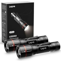 Lepro 2-Packs LED Flashlights with Clip , LE2050 High Lumen, 5 Lighting Modes, Zoomable Waterproof  Lightweight Flashlights for Emergencies,Camping, Powered by AAA Battery