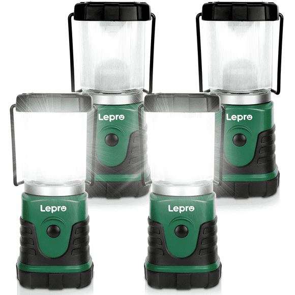 Lepro 4-pack Camping Lanterns Mini ,  LED Battery Powered Light , 350lm,Collapsible, IPX4 Water Resistant, Outdoor Portable Lights for Emergency, Hurricane, Storms and Outages