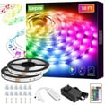 thumbnail image 1 of Lepro 49.2ft LED Lights for Bedroom,Sync to Music, 5050 SMD LEDs, RGB Color Changing + 6500K White LED Strips light with Remote, for Christmas Party Decor, 1 of 10