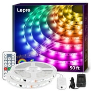 Lepro 49.2ft Music Sync LED Strip Lights for Bedroom, Upgrade 5050 RGB Waterproof Tape Lights with Remote, MagicColor for Christmas Party Decor