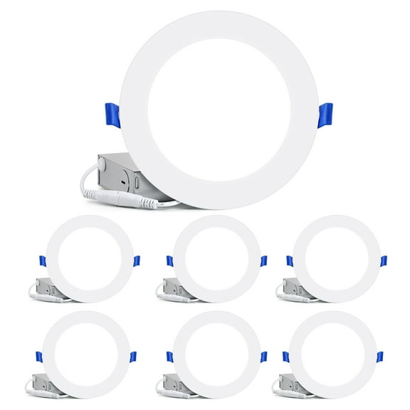 Lepro 6 Pack 6 Inch Canless LED Recessed Light,Dimmable Retrofit Ultra-Thin Ceiling Light with Junction Box,5000K Daylight Wafer Lights 12W 1050LM,50,000hrs Lifespan-ETL,FCC & Energy Star Certified
