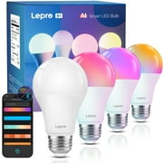 Lepro B1 AI Smart Light Bulbs-AI Mood Recognition/Music Sync/Thousands Dynamic Scenes Matching, 60W Equivalent, 4Packs