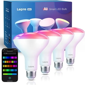 Lepro BR2 AI LED Smart Bulbs - AI Generated Lighting, LightGPM 4 with LLM, LightBeats Music Sync, Voice Control Via App, RGBWW Colors, Compatible with Alexa & Google Assistant, BR30 E26 8W, 4 Packs