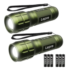 Lepro Camoufl 2-Packs LED Flash Light LE1000 High Lumens, Mini Multifunction Tactical Flashlight , Zoomable, Waterproof, for Camping, Outdoor Use (AAA Batteries Included)