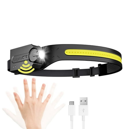 Lepro Headlamp Rechargeable , 230° Wide Beam Head Lamp LED with Motion Sensor for Adults - Camping Accessories Gear, Waterproof Headlight for Camping, Hiking, Running