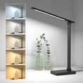 thumbnail image 1 of Lepro LED Desk Lamp Touch Control Metal Desk Light 9.5W 800lm 5 Color Modes 5 Brightness Levels Dimmable Home Office Desktop Lamp for Reading, Studying, Nail, College Dorm, Black, 1 of 10