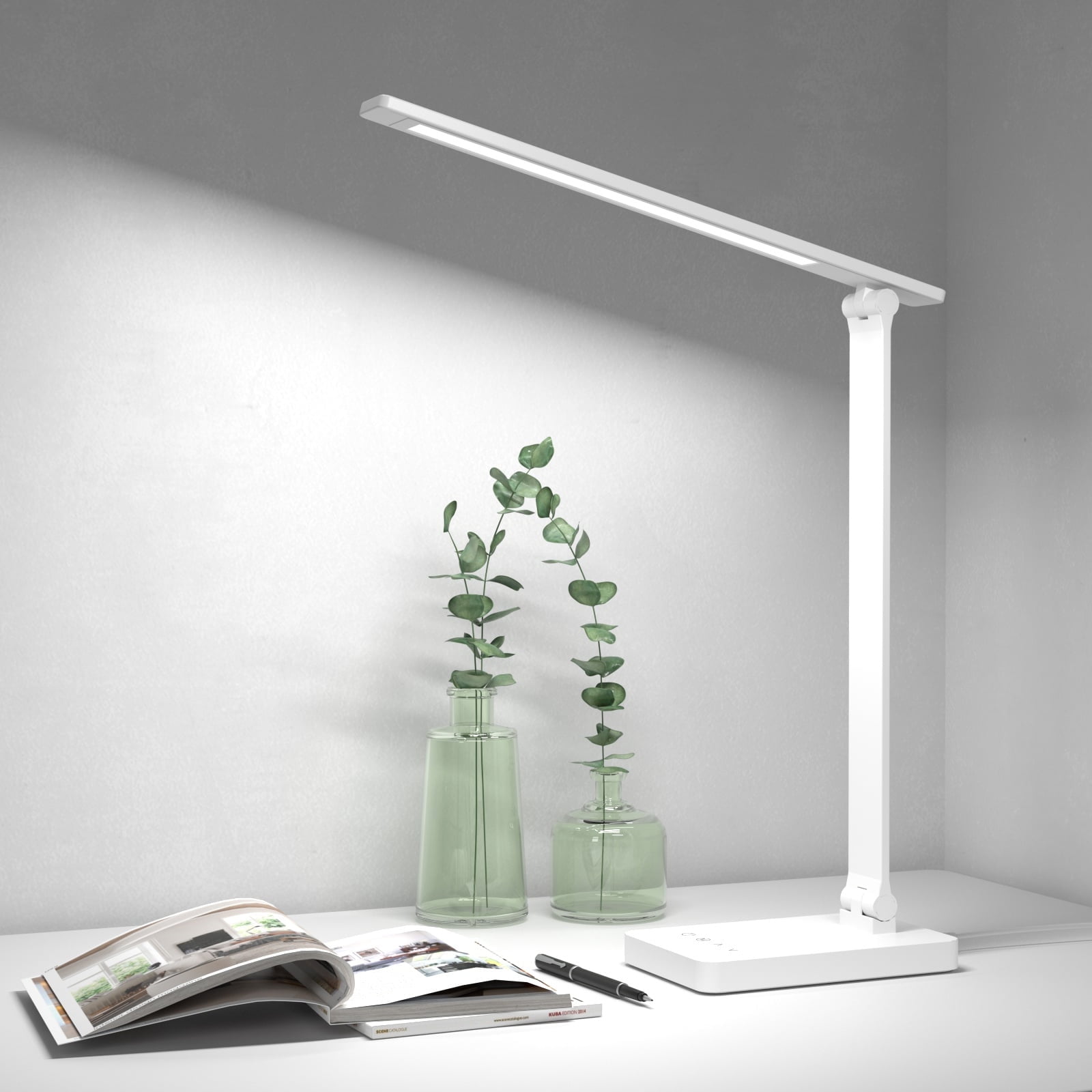 White Lacquered Metal Touch Control LED Desk Lamp