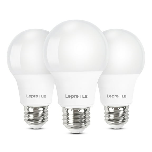 Lepro LED Light Bulbs 60 Watt Eqv Annual Save $6.12 per, 9W 800 Lumens Non-Dimmable, Daylight White 5000K, A19 E26 Standard Medium Base, 10000 Hour Lifetime 3 Count (Pack of 1)