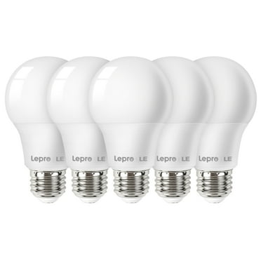 Lepro LED Light Bulbs 60 Watt Equivalent, Soft Warm White 2700K, 9W 800 Lumens Non-Dimmable,A19 E26 Standard Medium Base, 10000 Hour Lifetime 5 Count (Pack of 1)
