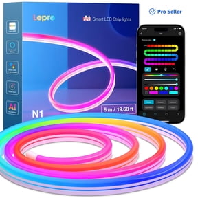 Lepro N1 AI Smart RGB Rope Lights for Christmas, Personalized AI Lighting Designer, LightBeats Music Sync, Color Segment DIY, Voice Control Via App, 19.68ft Wi-Fi & Bluetooth LED Strip Lights