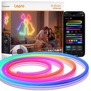 Lepro N1 AI Smart RGB Rope Lights for Christmas, Personalized AI Lighting Designer, LightBeats Music Sync, Color Segment DIY, Voice Control Via App, 19.68ft Wi-Fi & Bluetooth LED Strip Lights