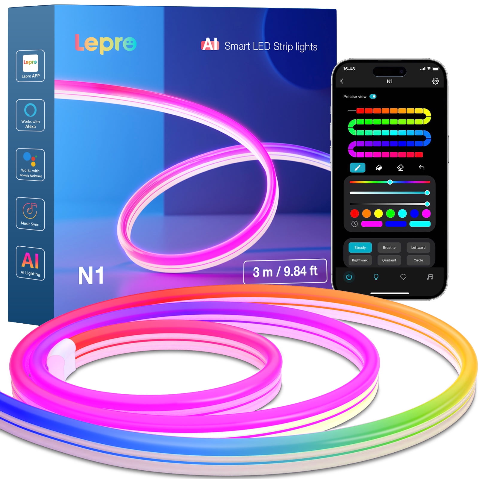 Lepro N1 AI Smart RGB Rope Lights 19.68ft , LLM AI Generated