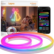 Lepro N1 AI Smart RGB Rope Lights for Christmas, Personalized AI Lighting Designer, LightBeats Music Sync, Color Segment DIY, Voice Control Via App, 9.84ft Wi-Fi & Bluetooth LED Strip Lights