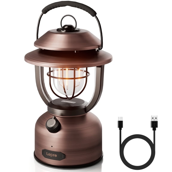 Lepro Retro Camping Lantern ,15000mAh Power Bank, 1000 Lumens, Dimmable, IPX4, w/ Type C Cable