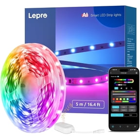 Lepro S1 AI LED Strip Lights, 16.4ft Smart RGB Light Strip with IC, Rainbow Effects, Color DIY, Personalized AI Lighting Designer, Wi-Fi & Bluetooth