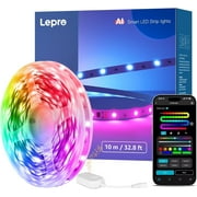 Lepro S1 AI LED Strip Lights for Christmas Decorations, 32.8ft Smart RGB Light Strips with IC and Rainbow Chasing Effects, Color Segment DIY, AI Generated Lighting, No Remote, 2.4G Wi-Fi & Bluetooth