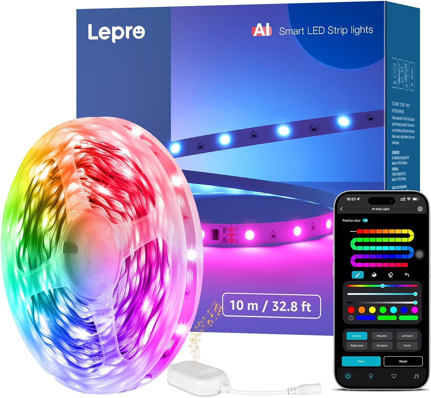 Lepro S1 AI Smart LED Strip Lights , 32.8ft AI Generated Lighting, Work