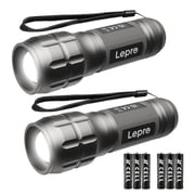 Lepro Silver 2-Packs LED Flash Light LE1000 High Lumens, Mini Multifunction Tactical Flashlight , Zoomable, Waterproof, for Camping, Outdoor Use (AAA Batteries 