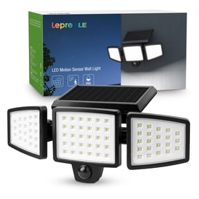 Lepro Solar Flood Lights for Outside, 6500K Outdoor Motion Activated Security Lights , IP65 Waterproof , 3 Adjustable Heads 270° Wide Lighting Angle for Front Door, Backyard, Patio, Garden