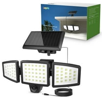 Lepro Solar Lights for Outside, WL5000 Motion Activated Security Lights, Separate Solar Panel, 3 Adjustable Head 270° Wide Lighting Angle, IP65 Waterproof Wall Lamp for Porch Yard Garage