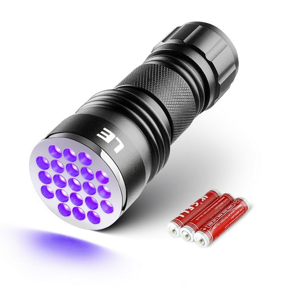 Lepro UV Black Light Flashlight with Batteries , 21 LEDs UV Light Handheld Blacklight 395nm Detector for Pet Urine
