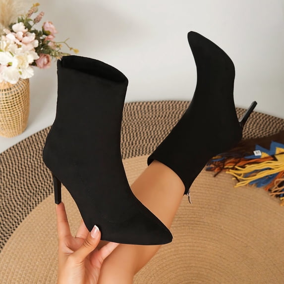 Lepsheexh Women's Ankle Boots Womens Fashion Pointed Toe Design Thin High Heel Elegant Slim Fitting Short Ankle Boots For Daily Styling