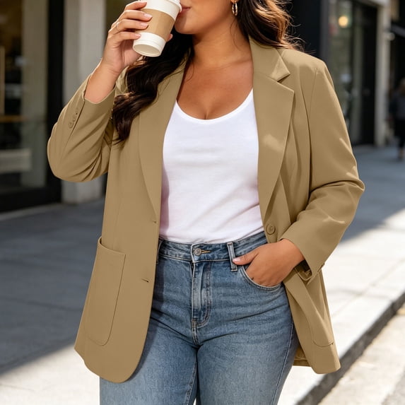 Lepsheexh Womens Blazers Dressy Casual Long Sleeve Solid Color Suit Jackets Classic Open Front Single Button Fall Winter Blazers