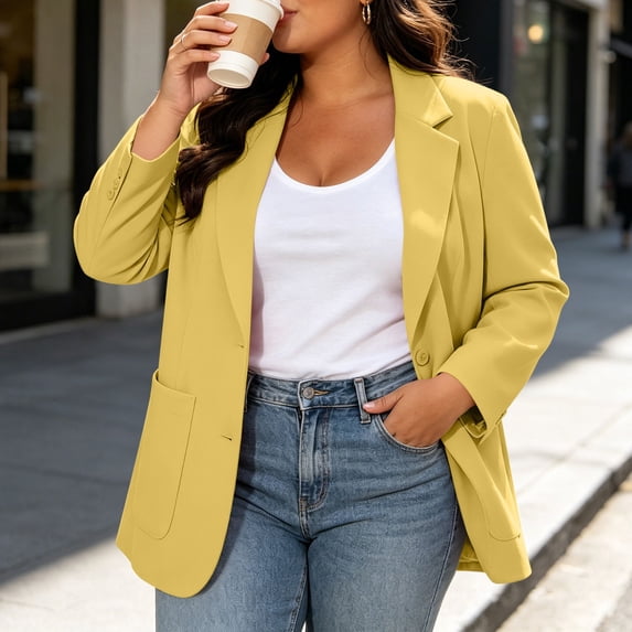 Lepsheexh Womens Blazers Dressy Casual Long Sleeve Solid Color Suit Jackets Classic Open Front Single Button Fall Winter Blazers