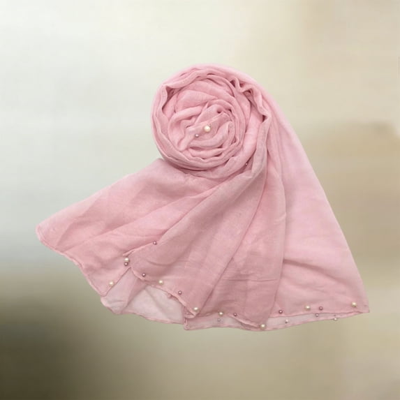 Lepsheexh Womens Scarf Breathable Bali Yarn Solid Head Wrap Shawl Scarf With Colorful Pearls Sewn On Both Sides