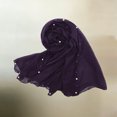 thumbnail image 1 of Lepsheexh Womens Scarf Breathable Bali Yarn Solid Head Wrap Shawl Scarf With Colorful Pearls Sewn On Both Sides, 1 of 4