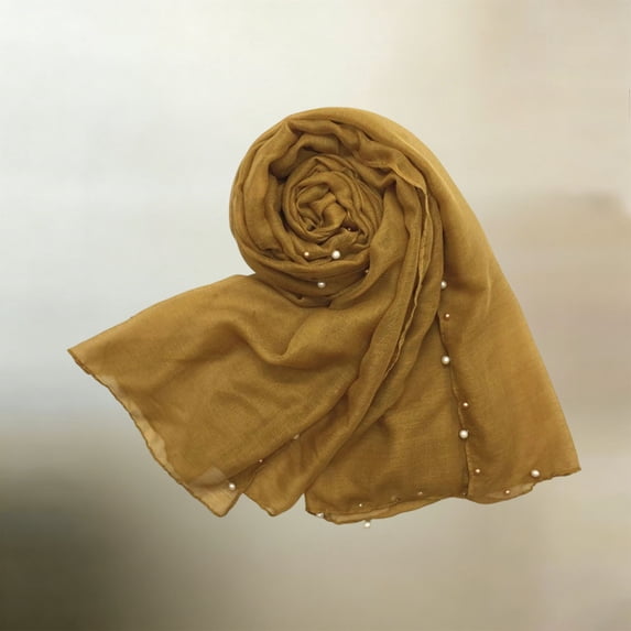 Lepsheexh Womens Scarf Breathable Bali Yarn Solid Head Wrap Shawl Scarf With Colorful Pearls Sewn On Both Sides