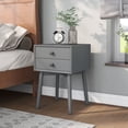 thumbnail image 1 of Leptis Mid-Century 2-Drawer Solid Wood Side Table, Gray, 1 of 8