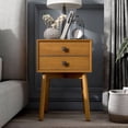 thumbnail image 1 of Leptis Mid-Century 2-Drawer Solid Wood Side Table, Light Oak, 1 of 9