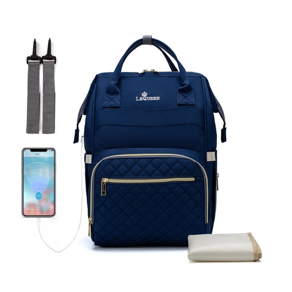 Lequeen Mommy Bag Multifunctional Backpack Large Capacity Maternal And Baby Bag Mom Bag Cross-Border Backpack Upgraded Version,Blue
