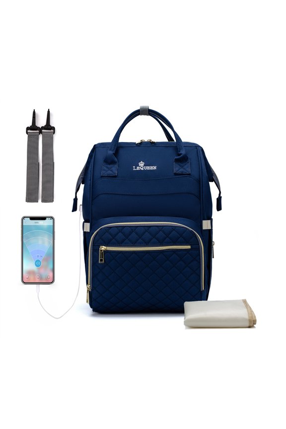 Lequeen Mommy Bag Multifunctional Backpack Large Capacity Maternal And Baby Bag Mom Bag Cross-Border Backpack Upgraded Version,Blue