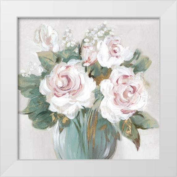 Lera 12x12 White Modern Wood Framed Museum Art Print Titled - Golden Bouqet