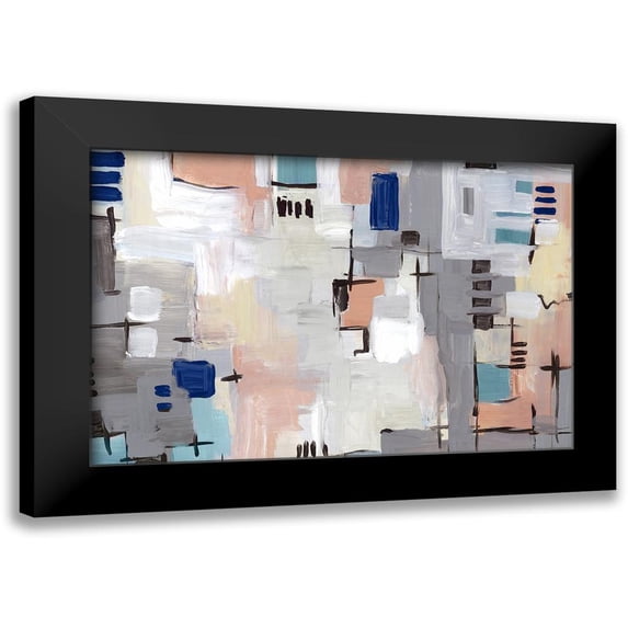 Lera 14x11 Black Modern Framed Museum Art Print Titled - Intertwining Grid I