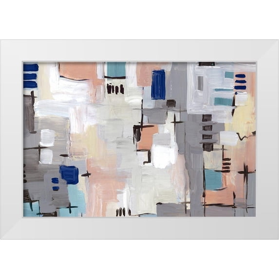 Lera 14x11 White Modern Wood Framed Museum Art Print Titled - Intertwining Grid I