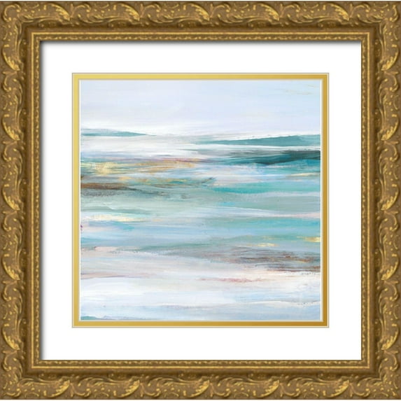 Lera 15x15 Gold Ornate Wood Framed with Double Matting Museum Art Print Titled - Tidal Flow II
