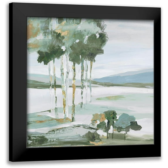 Lera 20x20 Black Modern Framed Museum Art Print Titled - Serene Blue II