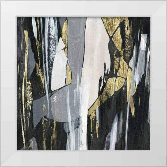 Lera 20x20 White Modern Wood Framed Museum Art Print Titled - Golden Patches I