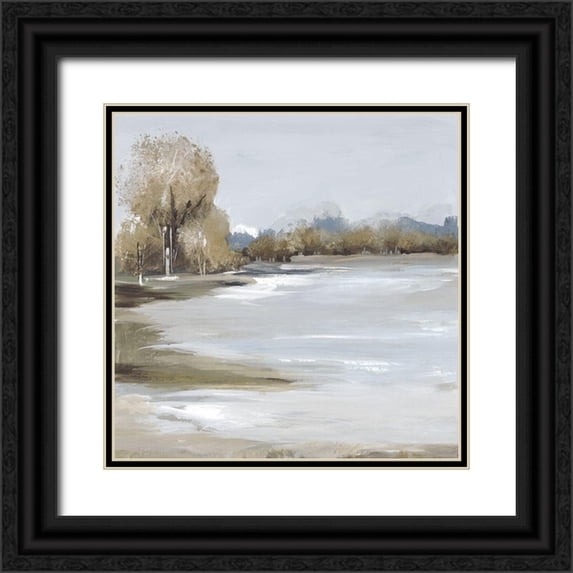 Lera 26x26 Black Ornate Wood Framed with Double Matting Museum Art Print Titled - Tree Breeze