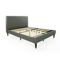 thumbnail image 1 of Lera Fully-Upholstered Queen-Size Platform Bed Frame, Low-Profile, Polyester, Adult, Contemporary, Charcoal Gray, 1 of 8