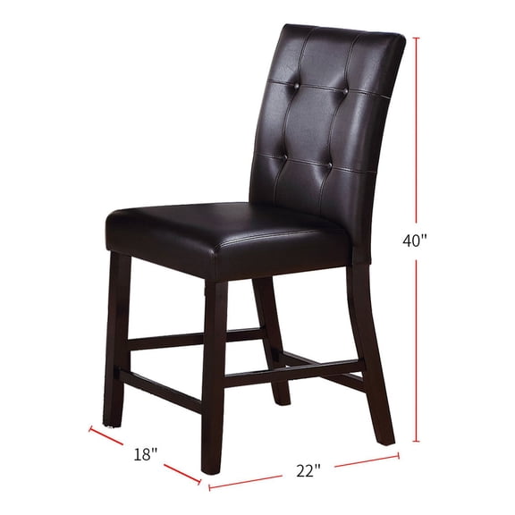Leroux Espresso Upholstered Counter Height Chairs (Set of 2) - Chic Faux Leather & Birch Wood Dining Room Furniture, 20"W x 25"D, 250 lbs Capacity